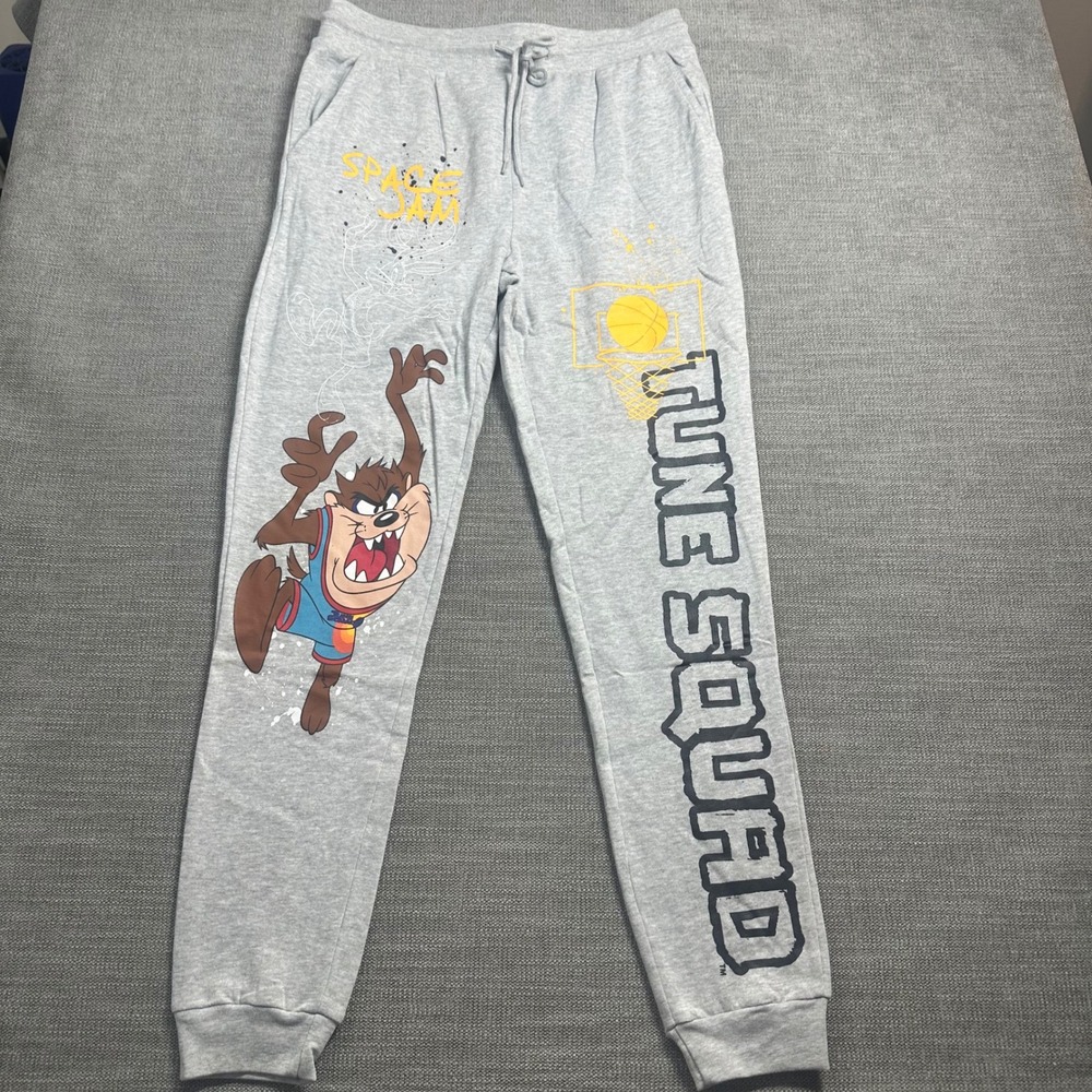Space Jam Tune Squad Sweatpants Unisex Medium Gray  Taz Graphic Joggers‎